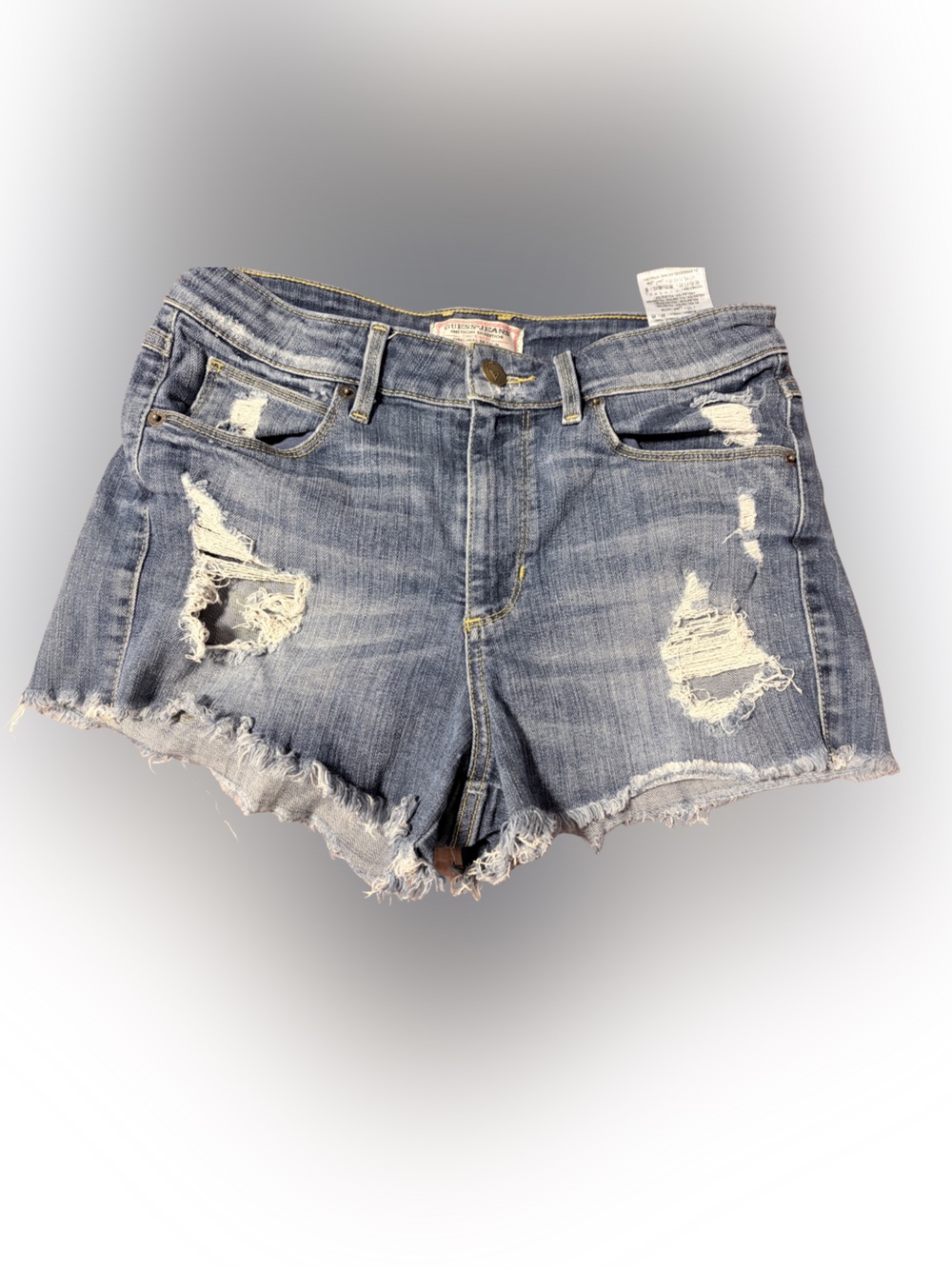 EUC 27 Guess Washed Blue Distressed Denim Cutoff Shorts